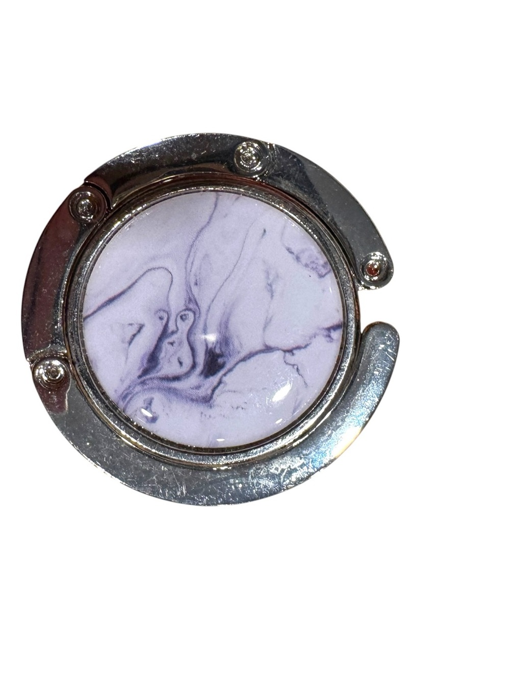 Marble Print Silver Purse Hook